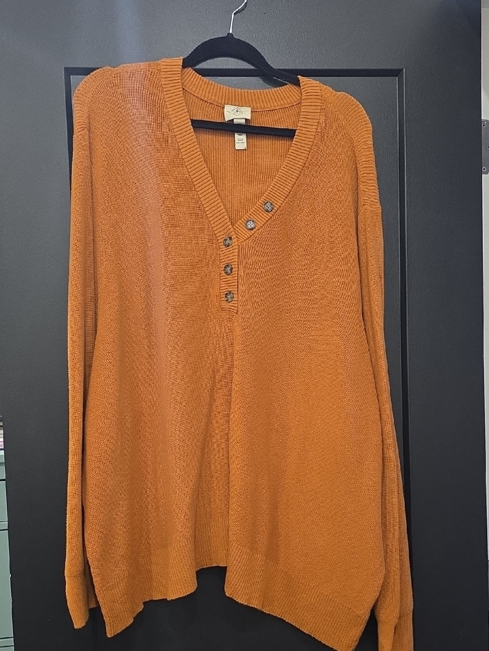 St John's Bay V-Neck Button Pullover Sweater - Rust Orange